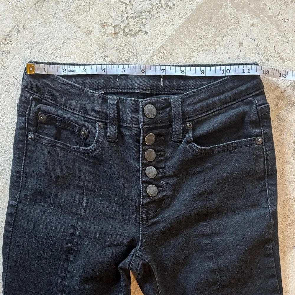 Free‎ People size 23 waist Black Women's Jeans with cute slit on front